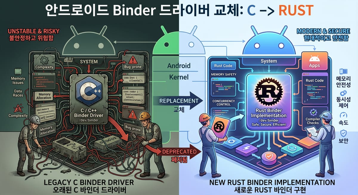 안드로이드의 오래된 Binder C 드라이버, Rust 구현으로 교체된다